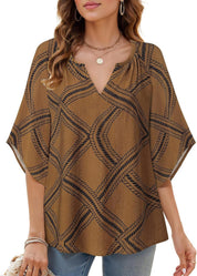 Womens V Neck Bohemian Loose Fit Tunic Tops