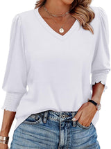 V-neck Printed Loose Casual T-shirt Top