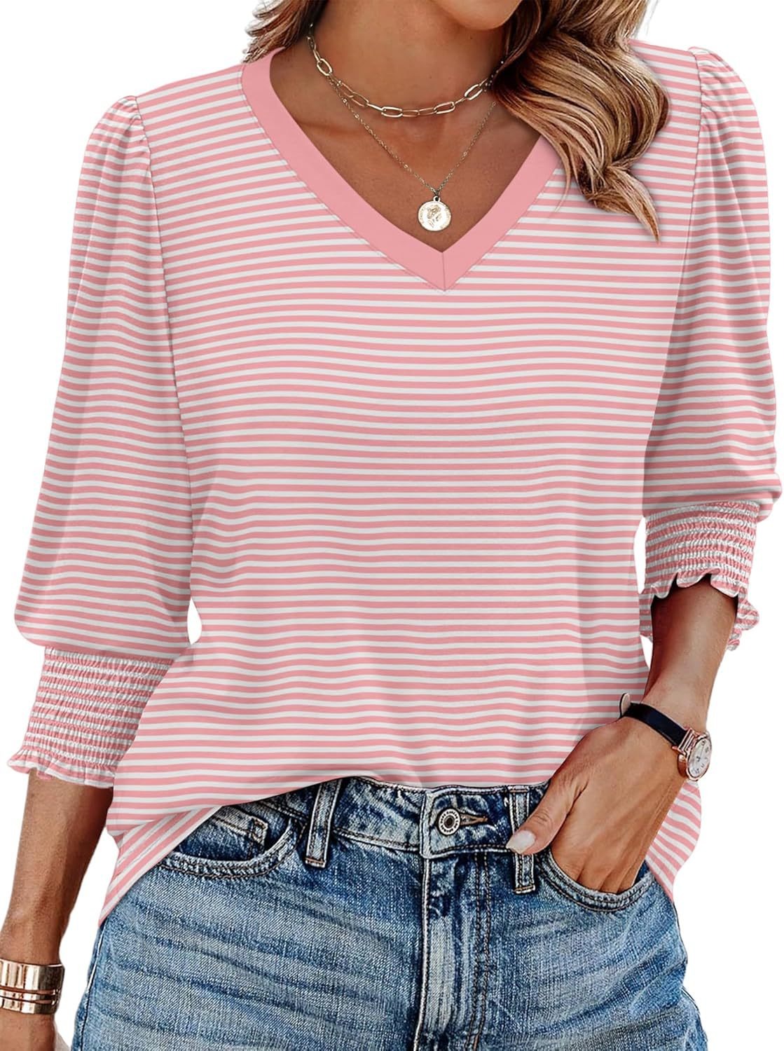 V-neck Printed Loose Casual T-shirt Top