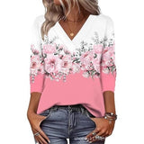 Women's Mid-Sleeve 3D Floral Print Top