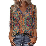 Women's Mid-Sleeve 3D Floral Print Top