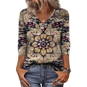 Women's Mid-Sleeve 3D Floral Print Top