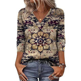 Women's Mid-Sleeve 3D Floral Print Top