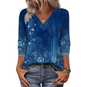 Women's Mid-Sleeve 3D Floral Print Top
