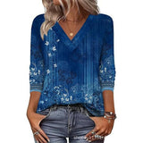 Women's Mid-Sleeve 3D Floral Print Top