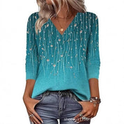 Women's Mid-Sleeve 3D Floral Print Top