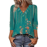 Women's Mid-Sleeve 3D Floral Print Top