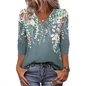 Women's Mid-Sleeve 3D Floral Print Top
