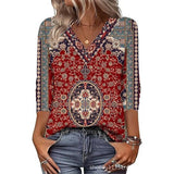 Women's Mid-Sleeve 3D Floral Print Top