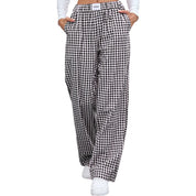 Women’s High-Waisted Plaid Wide-Leg Casual Pants