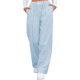 Women’s High-Waisted Plaid Wide-Leg Casual Pants