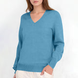 Women’s Classic V-Neck Pullover Sweater Lightweight Knit Top