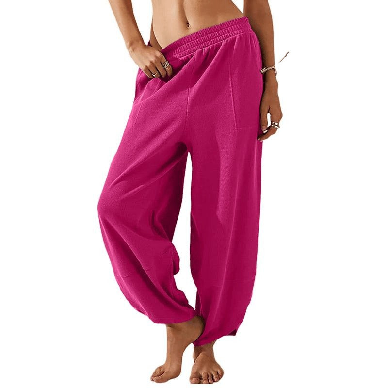 Women's High Waist Slouchy Pants with Pockets