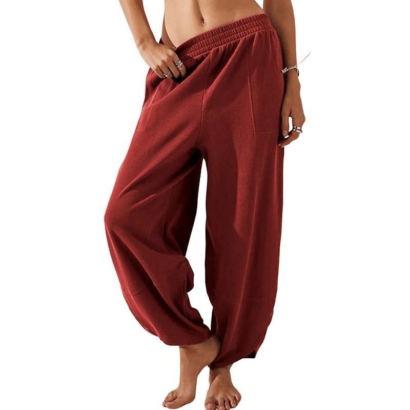 Women's High Waist Slouchy Pants with Pockets