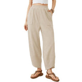 Women's High Waist Slouchy Pants with Pockets