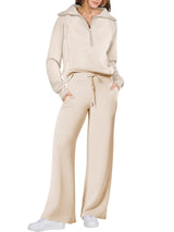 Women's 2 Piece Half-Zip Lounge Set & Wide Leg Pants Sweatsuit