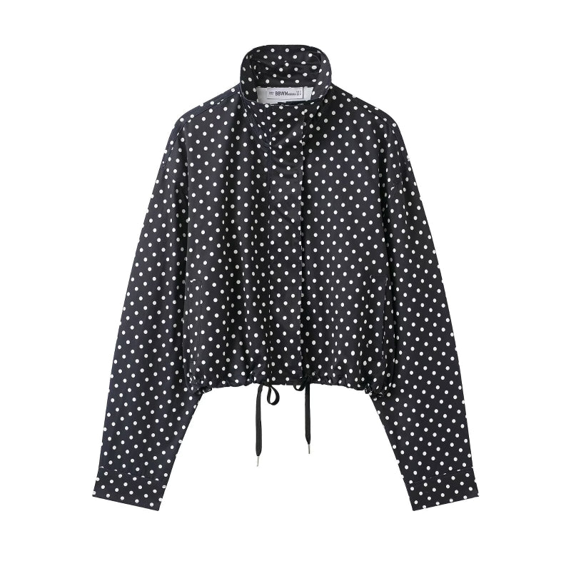 Women’s Retro Polka Dot Cropped Jacket