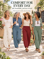 Women's High Waist Slouchy Pants with Pockets