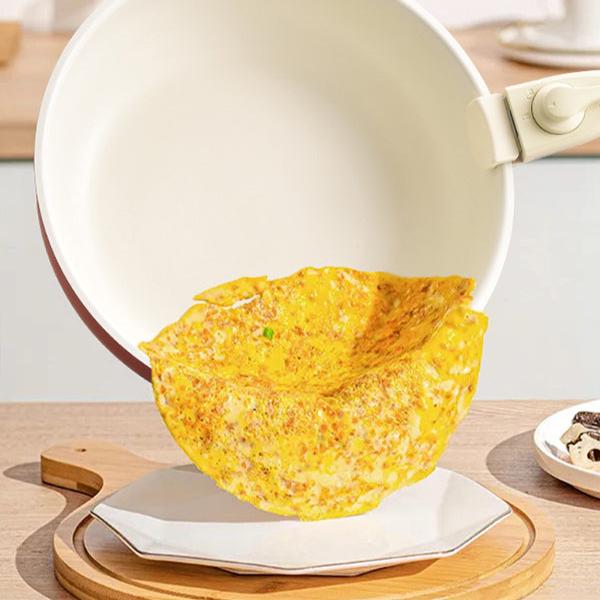 Nonstick Cookware Sets with Detachable Handle, Beige Kitchenware for Home Cooking Needs