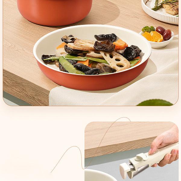 Nonstick Cookware Sets with Detachable Handle, Beige Kitchenware for Home Cooking Needs