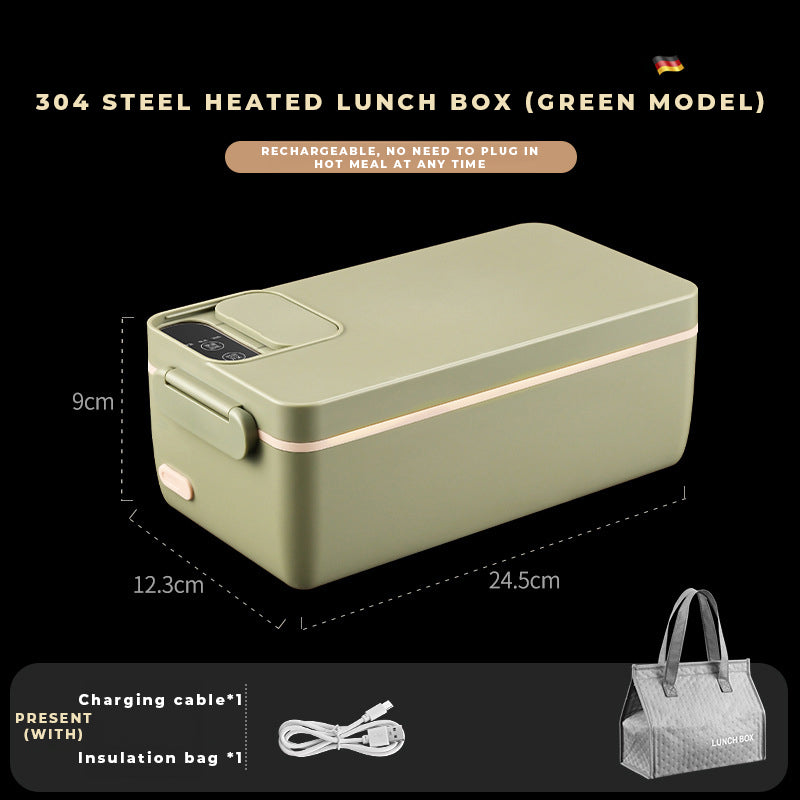 304 stainless steel portable insulated lunch box, self-heating lunch box without water injection