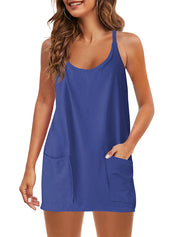 Womens Workout Romper Dress With Pocket