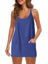 Womens Workout Romper Dress With Pocket