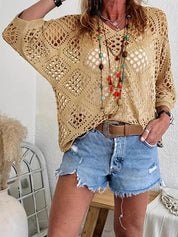 Women's Crochet Top with V-Neck