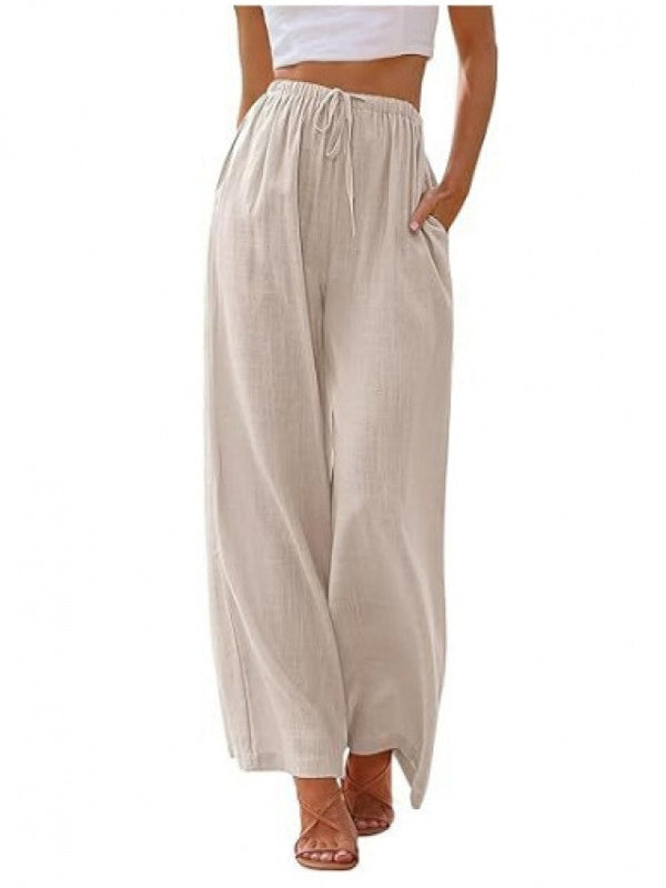 Women's Linen Palazzo Pants with Pockets