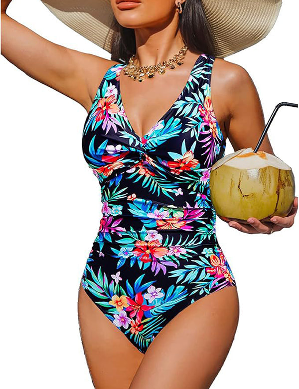 V Neck Control Slimming One Piece Swimsuit