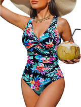 V Neck Control Slimming One Piece Swimsuit