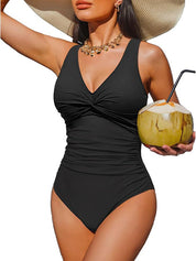 V Neck Control Slimming One Piece Swimsuit