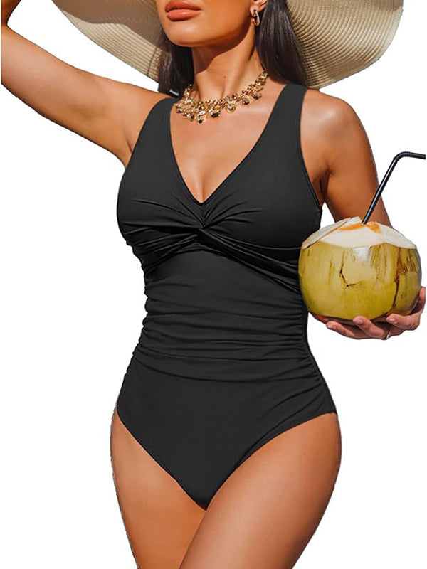 V Neck Control Slimming One Piece Swimsuit
