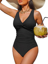V Neck Control Slimming One Piece Swimsuit