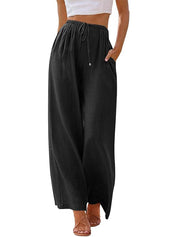 Women's Linen Palazzo Pants with Pockets