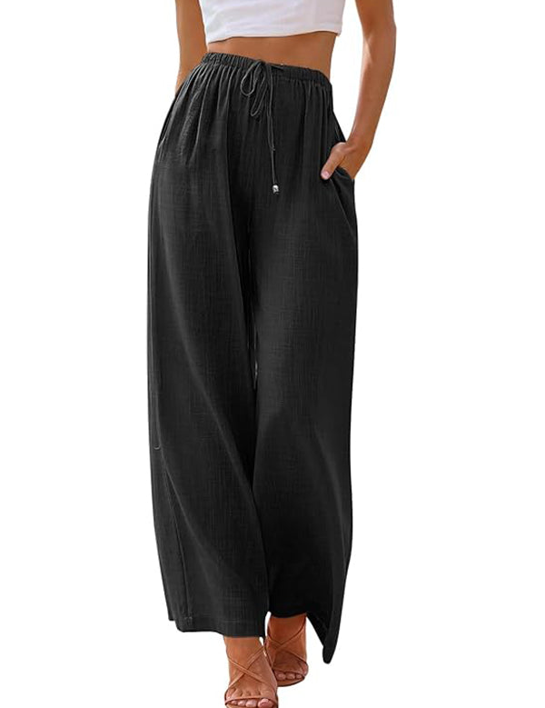 Women's Linen Palazzo Pants with Pockets