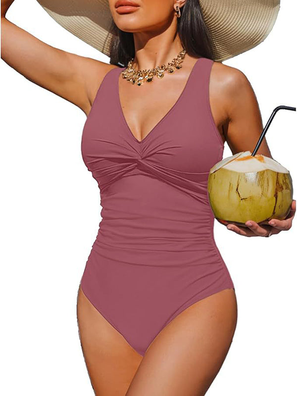 V Neck Control Slimming One Piece Swimsuit