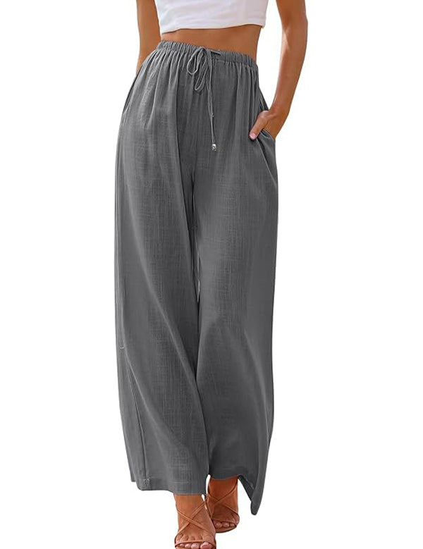 Women's Linen Palazzo Pants with Pockets