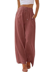 Women's Linen Palazzo Pants with Pockets