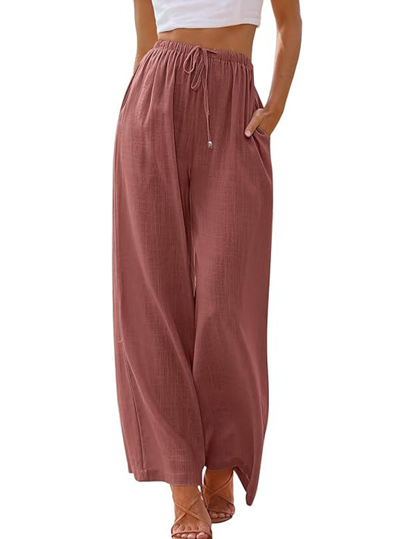 Women's Linen Palazzo Pants with Pockets