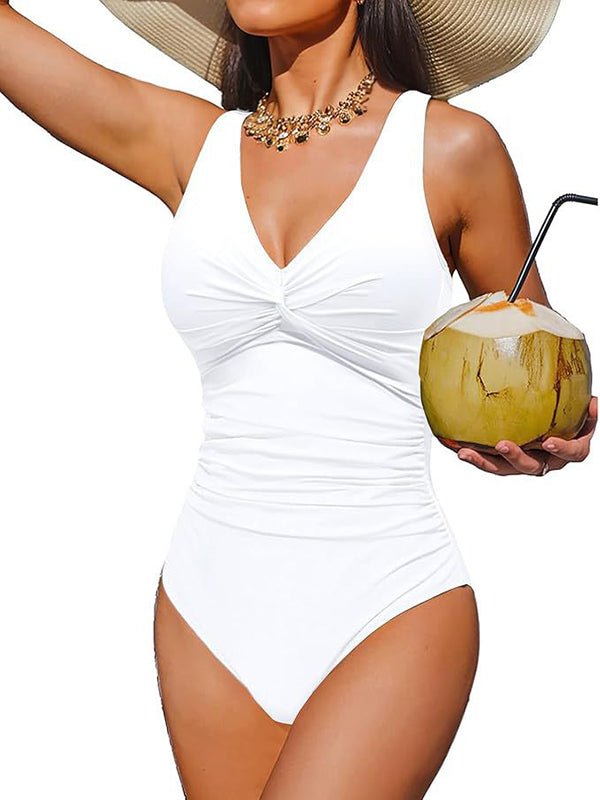 V Neck Control Slimming One Piece Swimsuit