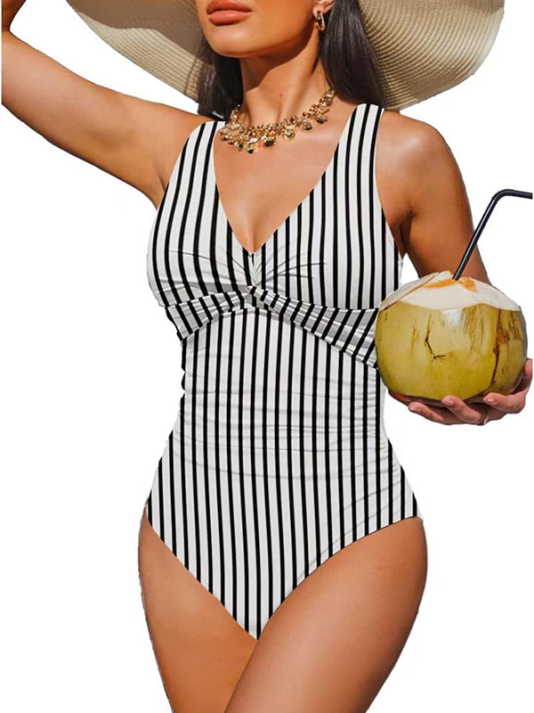 V Neck Control Slimming One Piece Swimsuit