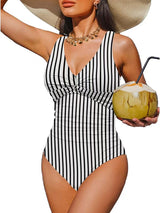 V Neck Control Slimming One Piece Swimsuit
