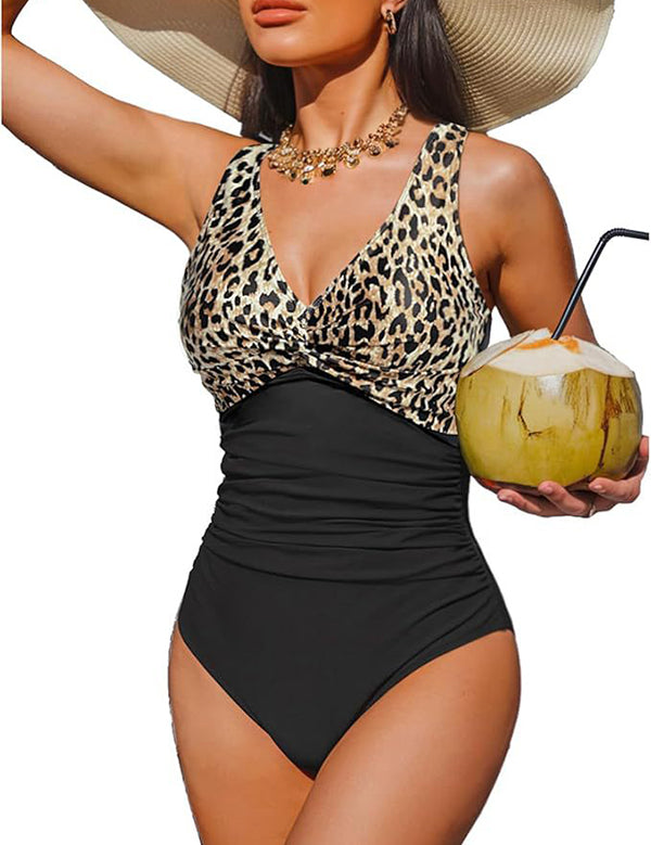 V Neck Control Slimming One Piece Swimsuit
