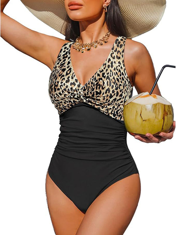 V Neck Control Slimming One Piece Swimsuit