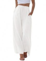Women's Linen Palazzo Pants with Pockets