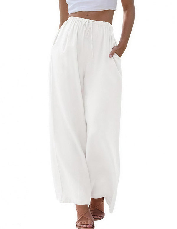 Women's Linen Palazzo Pants with Pockets