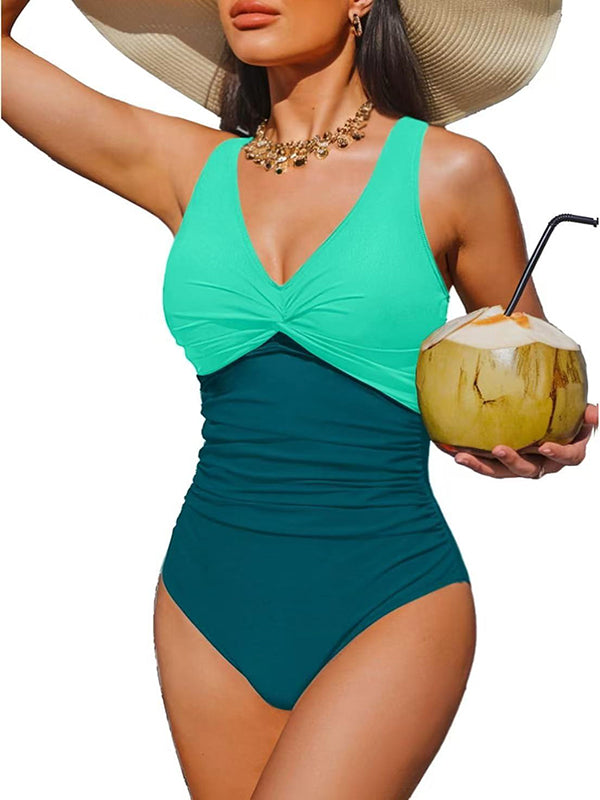 V Neck Control Slimming One Piece Swimsuit
