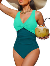 V Neck Control Slimming One Piece Swimsuit