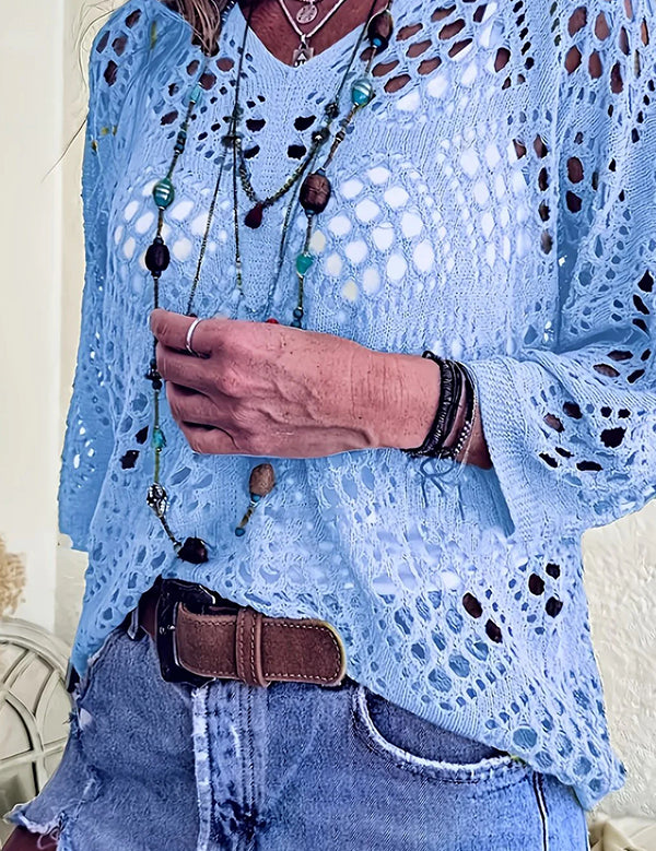 Women's Crochet Top with V-Neck